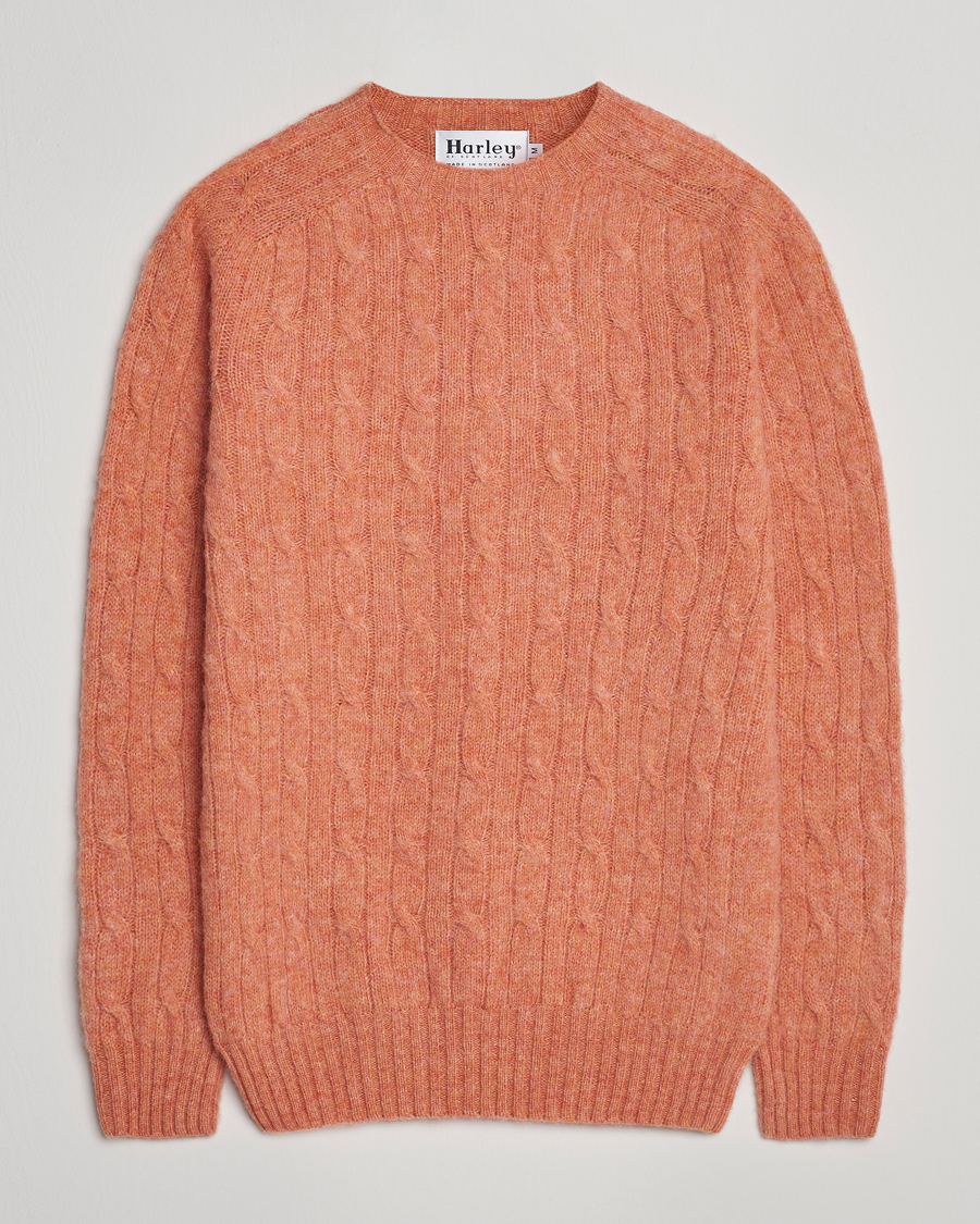 Hombres | Jerséis y prendas de punto | Harley Of Scotland | Brushed Supersoft Lambswool Cable Parfait