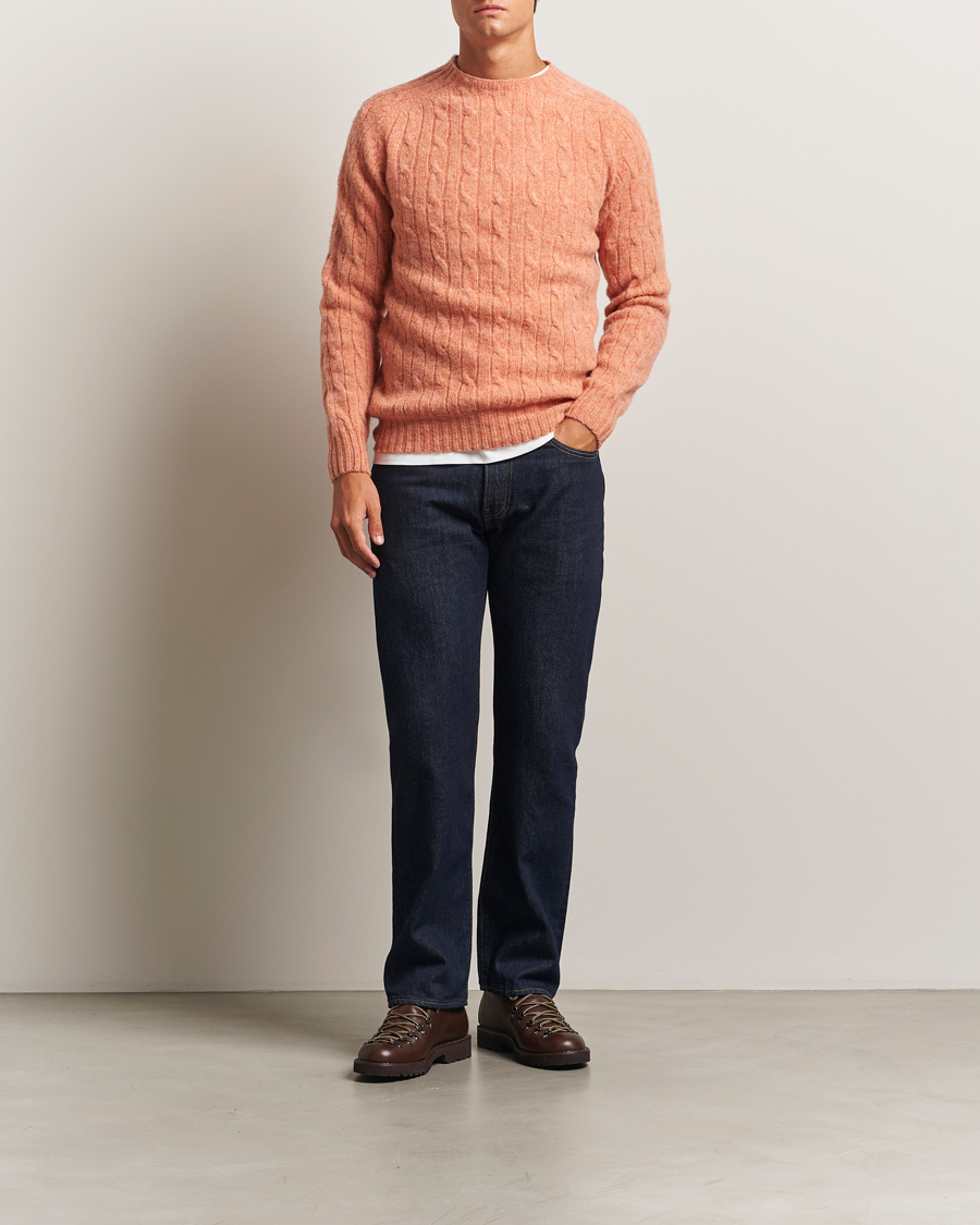 Hombres | Jerséis y prendas de punto | Harley Of Scotland | Brushed Supersoft Lambswool Cable Parfait