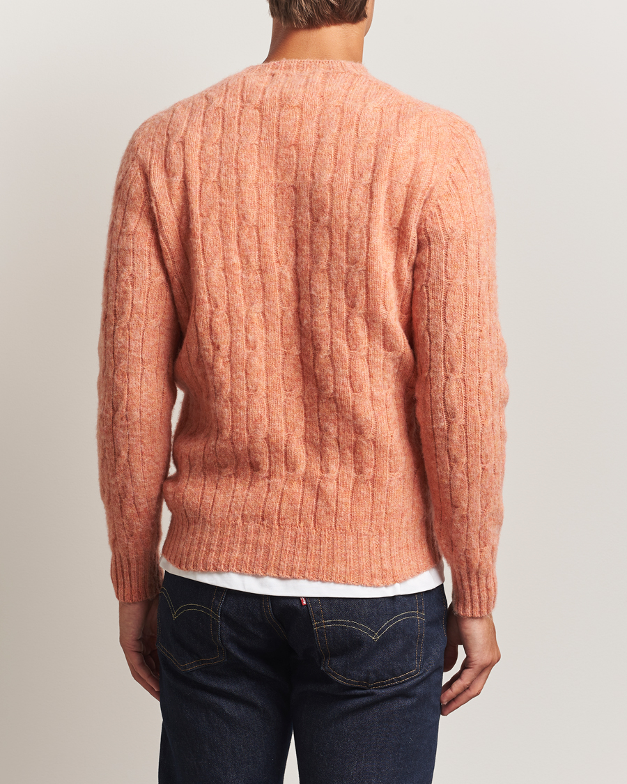 Hombres | Jerséis y prendas de punto | Harley Of Scotland | Brushed Supersoft Lambswool Cable Parfait