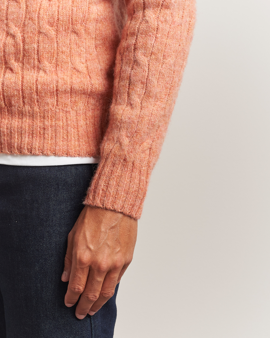 Hombres | Jerséis y prendas de punto | Harley Of Scotland | Brushed Supersoft Lambswool Cable Parfait