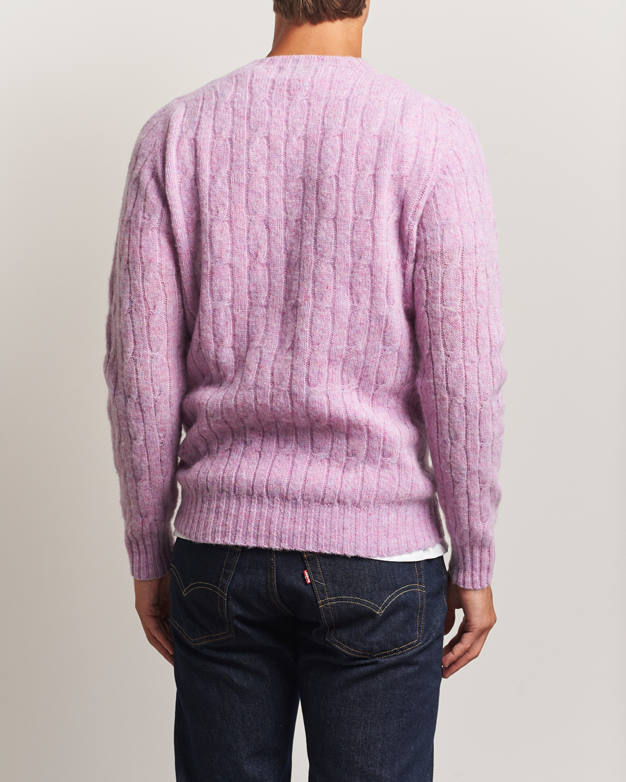 Hombres | Jerséis y prendas de punto | Harley Of Scotland | Brushed Supersoft Lambswool Cable Sweetpea