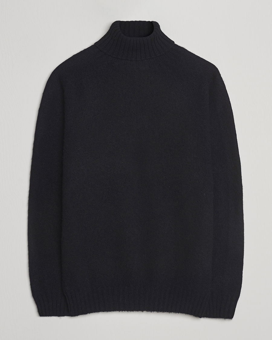 Hombres | Jerséis y prendas de punto | Harley Of Scotland | Brushed Supersoft Lambswool Rollneck Black