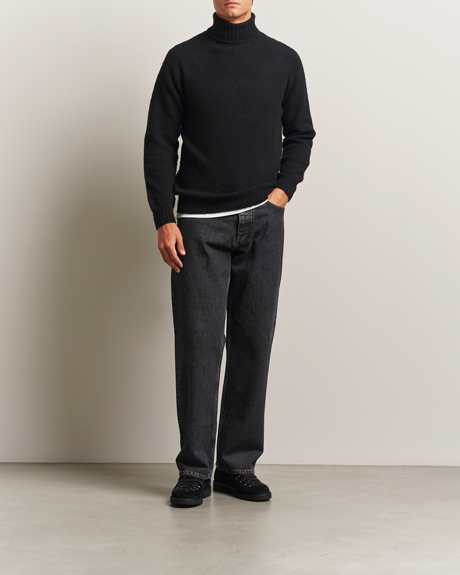 Hombres | Jerséis y prendas de punto | Harley Of Scotland | Brushed Supersoft Lambswool Rollneck Black