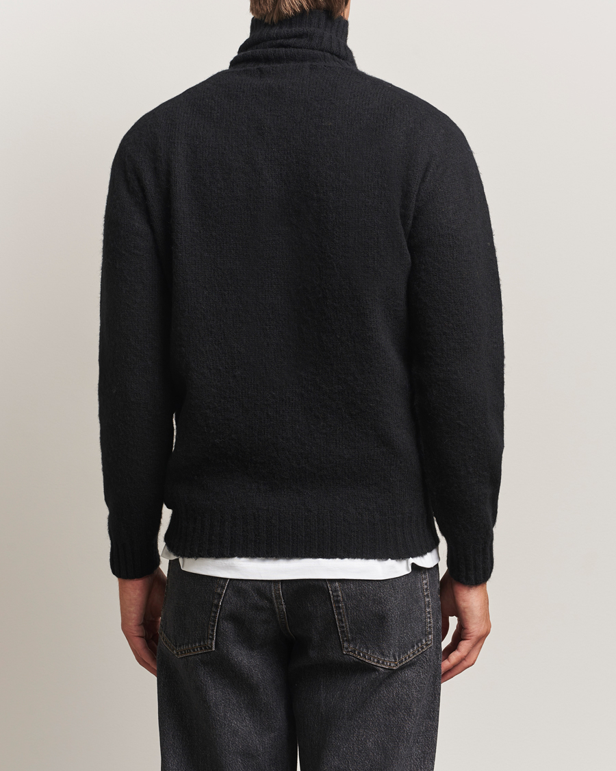 Hombres | Jerséis y prendas de punto | Harley Of Scotland | Brushed Supersoft Lambswool Rollneck Black