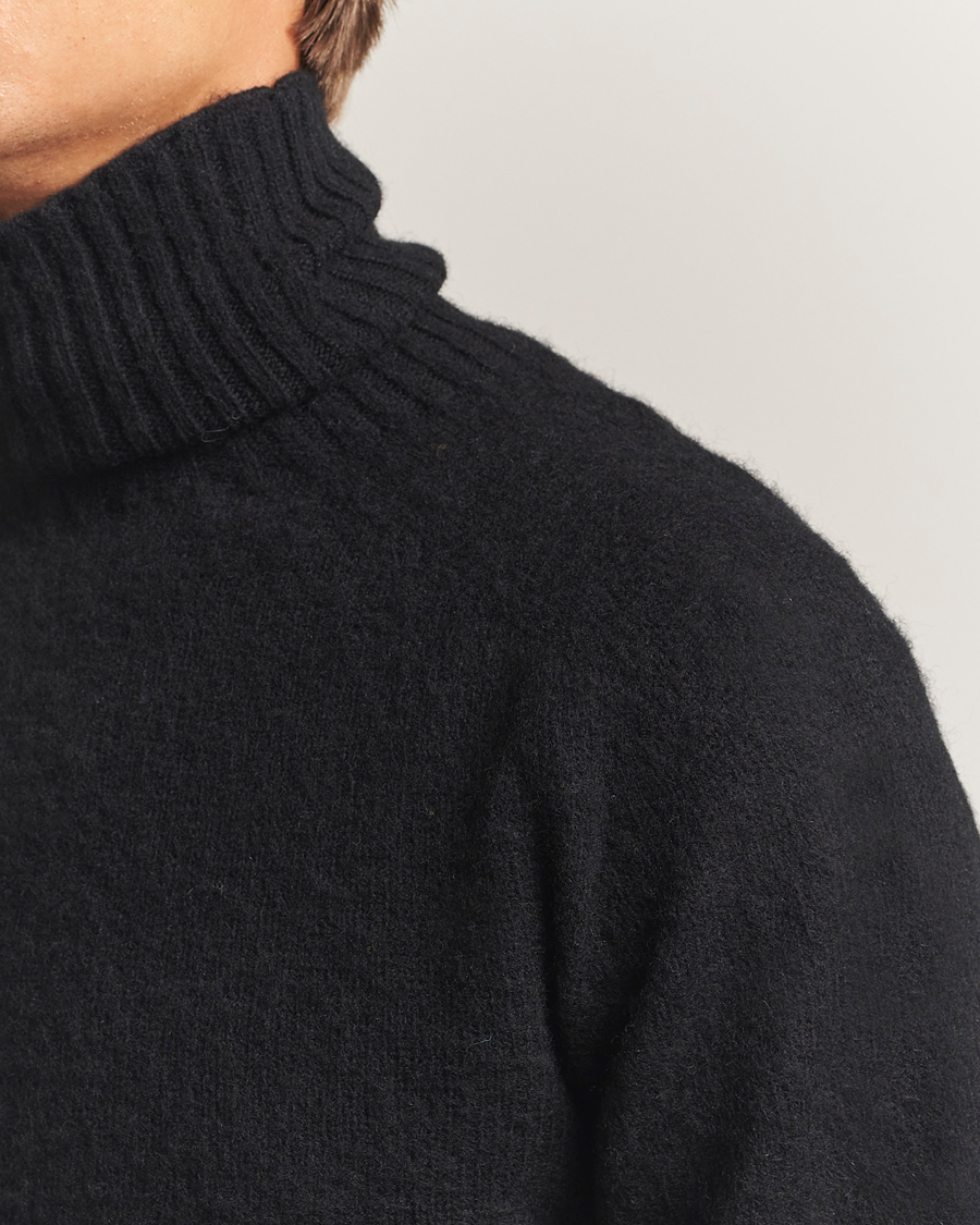 Hombres | Jerséis y prendas de punto | Harley Of Scotland | Brushed Supersoft Lambswool Rollneck Black