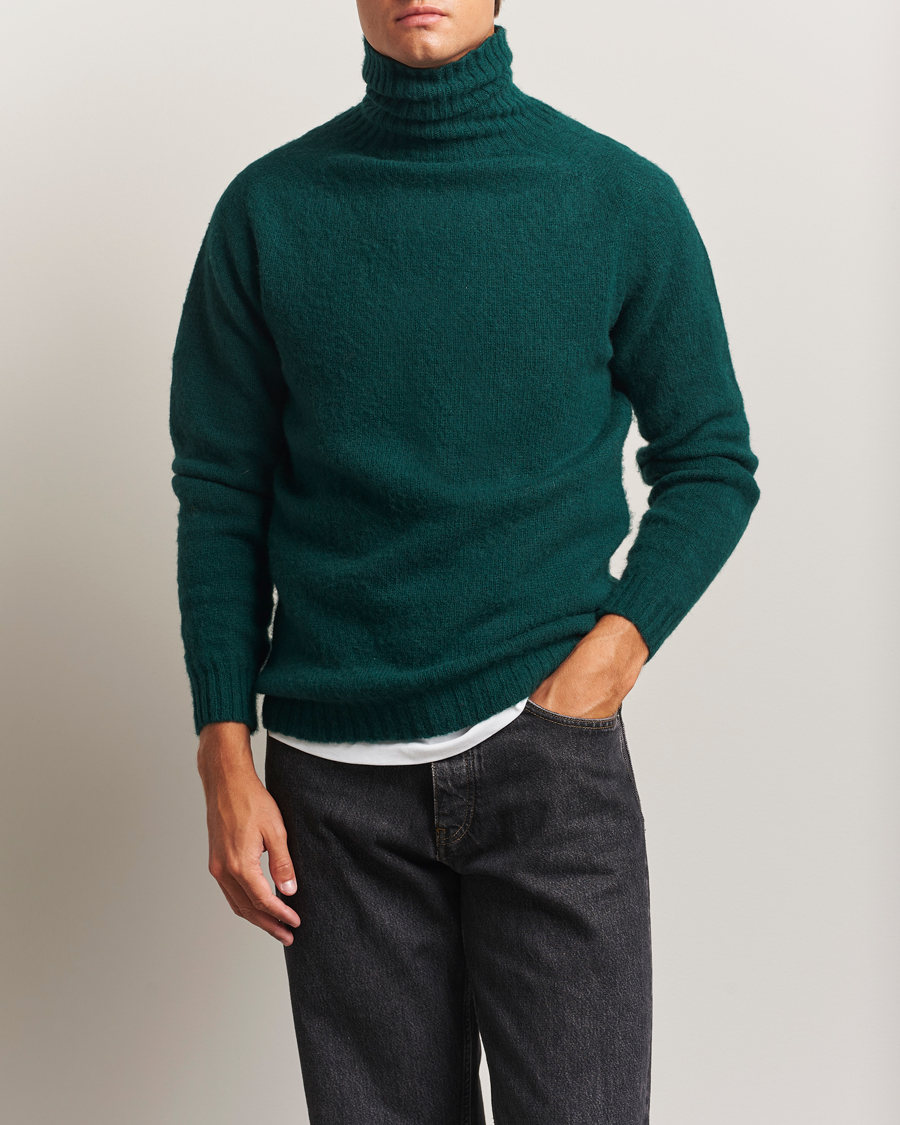 Hombres | Jerséis y prendas de punto | Harley Of Scotland | Brushed Supersoft Lambswool Rollneck Tartan