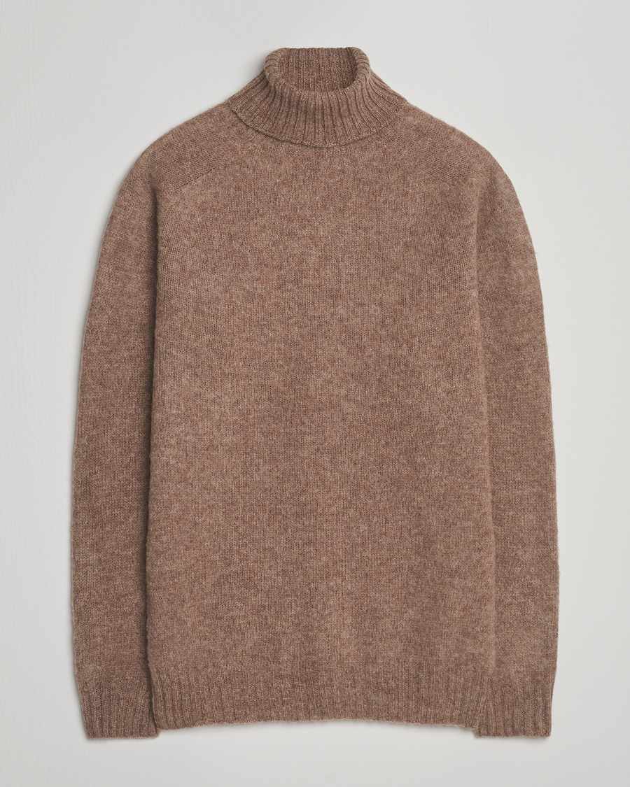 Hombres | Jerséis y prendas de punto | Harley Of Scotland | Brushed Supersoft Lambswool Rollneck Tundra
