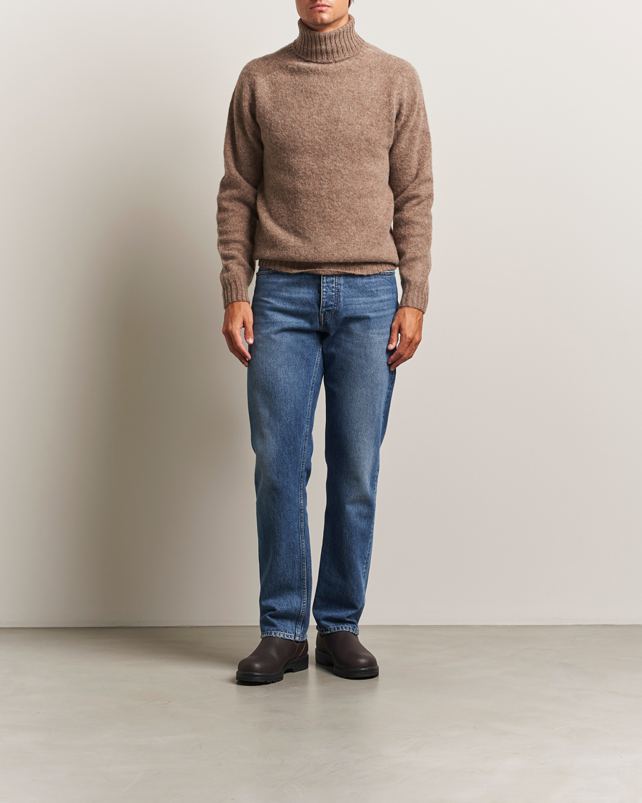 Hombres | Jerséis y prendas de punto | Harley Of Scotland | Brushed Supersoft Lambswool Rollneck Tundra