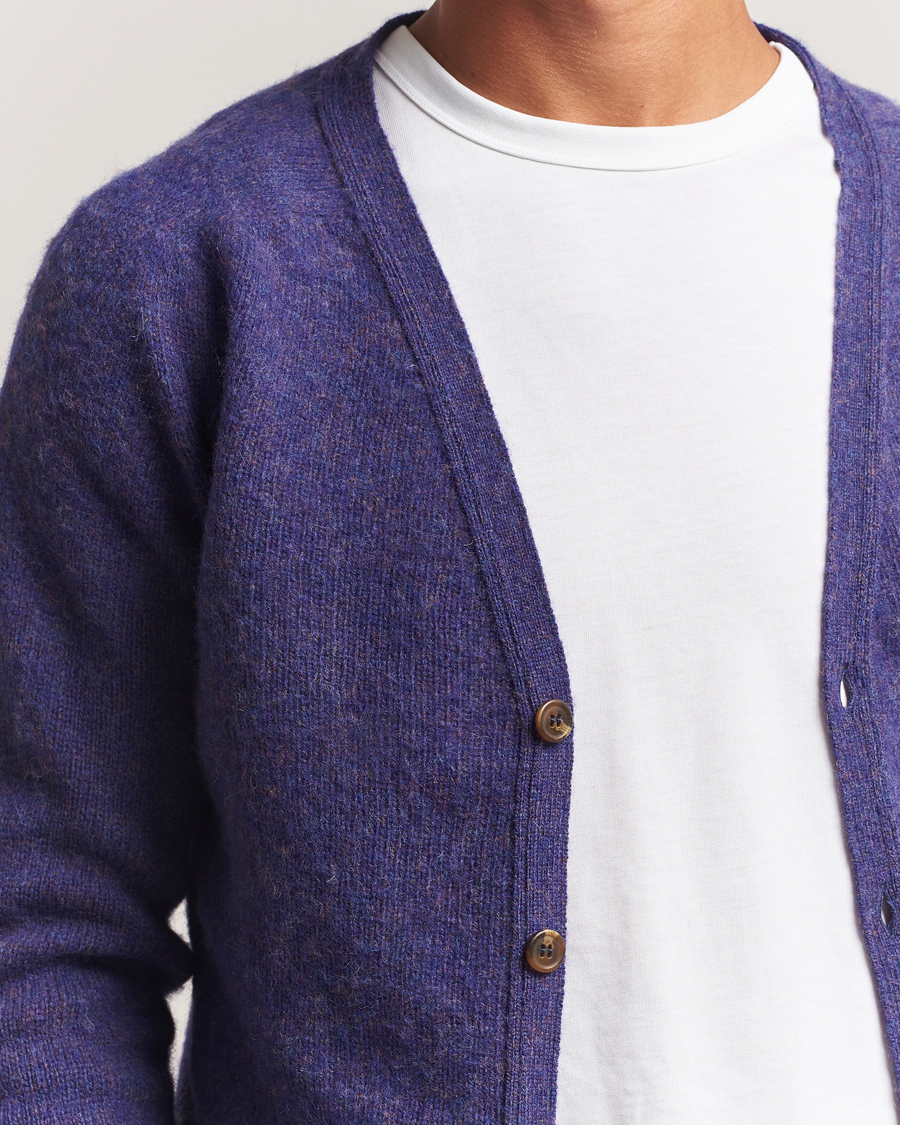 Hombres | Jerséis y prendas de punto | Harley Of Scotland | Brushed Supersoft Lambswool Cardigan Iris