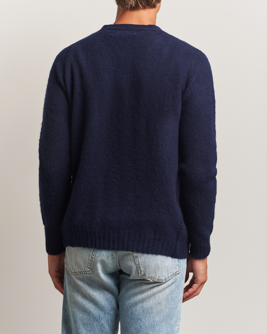 Hombres | Jerséis y prendas de punto | Harley Of Scotland | Brushed Supersoft Lambswool Cardigan Navy