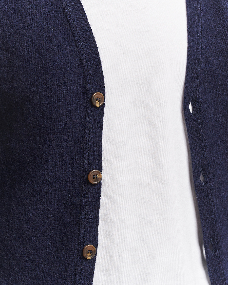 Hombres | Jerséis y prendas de punto | Harley Of Scotland | Brushed Supersoft Lambswool Cardigan Navy