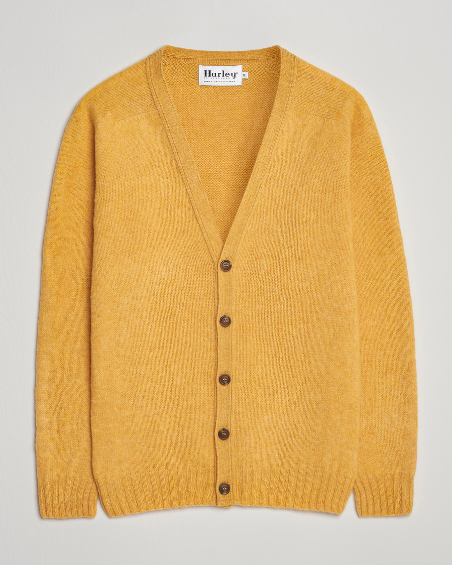 Hombres | Jerséis y prendas de punto | Harley Of Scotland | Brushed Supersoft Lambswool Cardigan Nectar