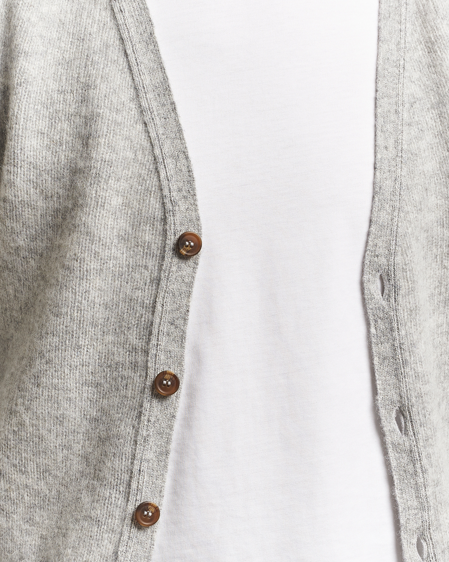 Hombres | Jerséis y prendas de punto | Harley Of Scotland | Brushed Supersoft Lambswool Cardigan Silver