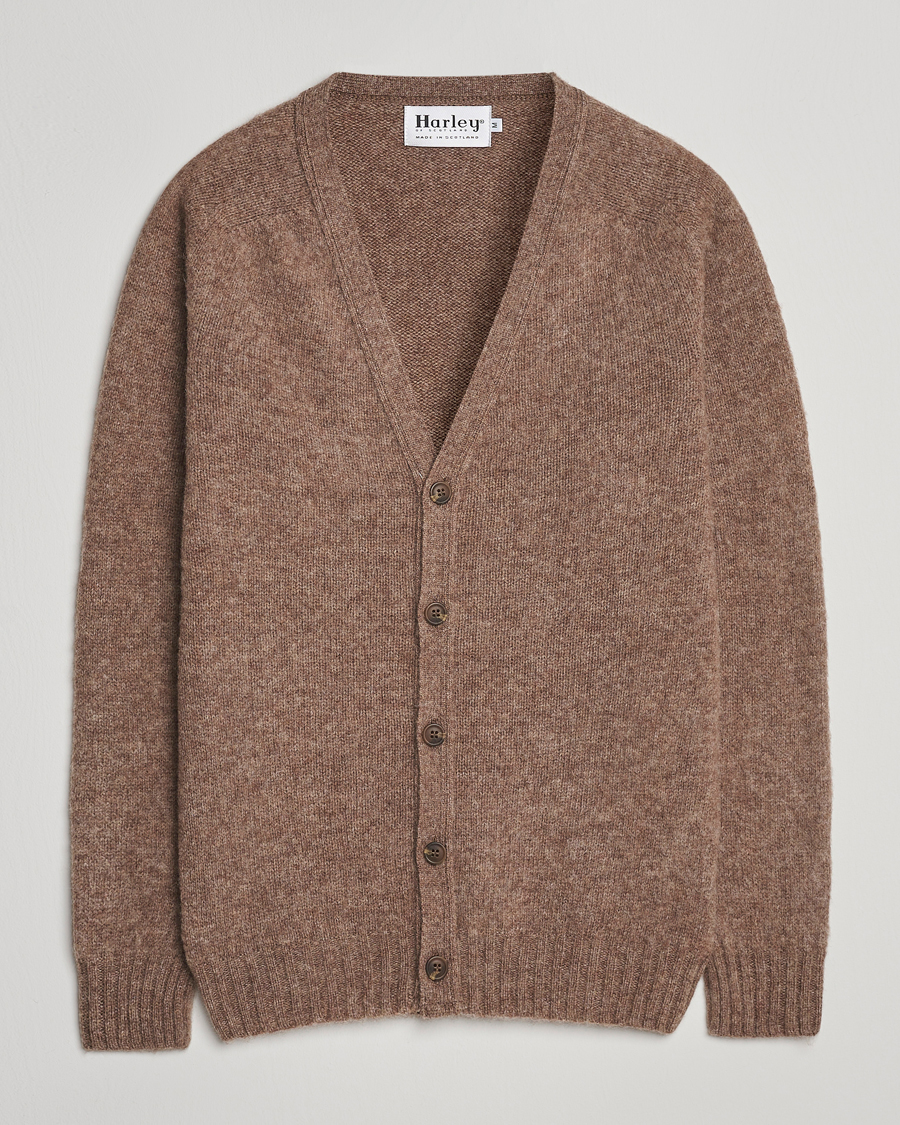 Hombres | Jerséis y prendas de punto | Harley Of Scotland | Brushed Supersoft Lambswool Cardigan Tundra
