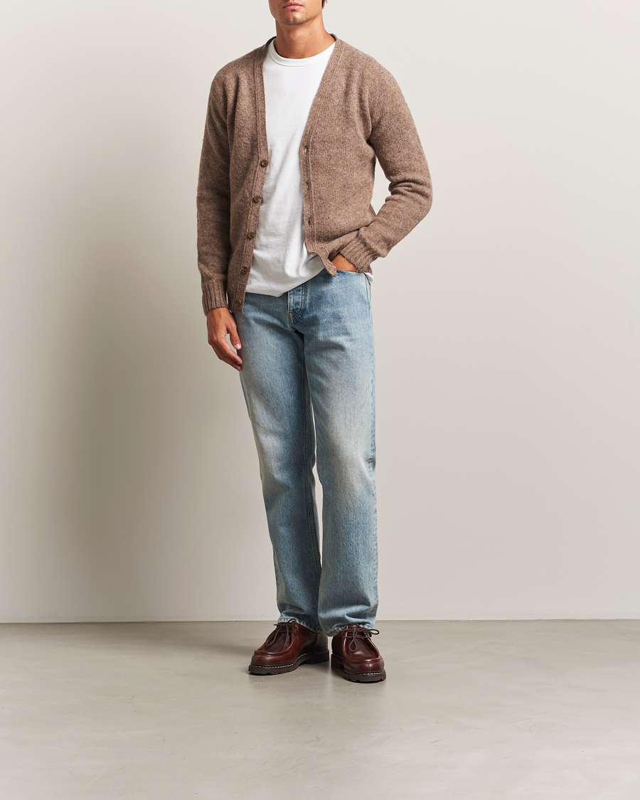 Hombres | Jerséis y prendas de punto | Harley Of Scotland | Brushed Supersoft Lambswool Cardigan Tundra