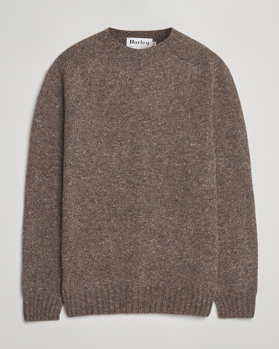 Hombres | Jerséis y prendas de punto | Harley Of Scotland | Donegal Wool Crewneck Brown