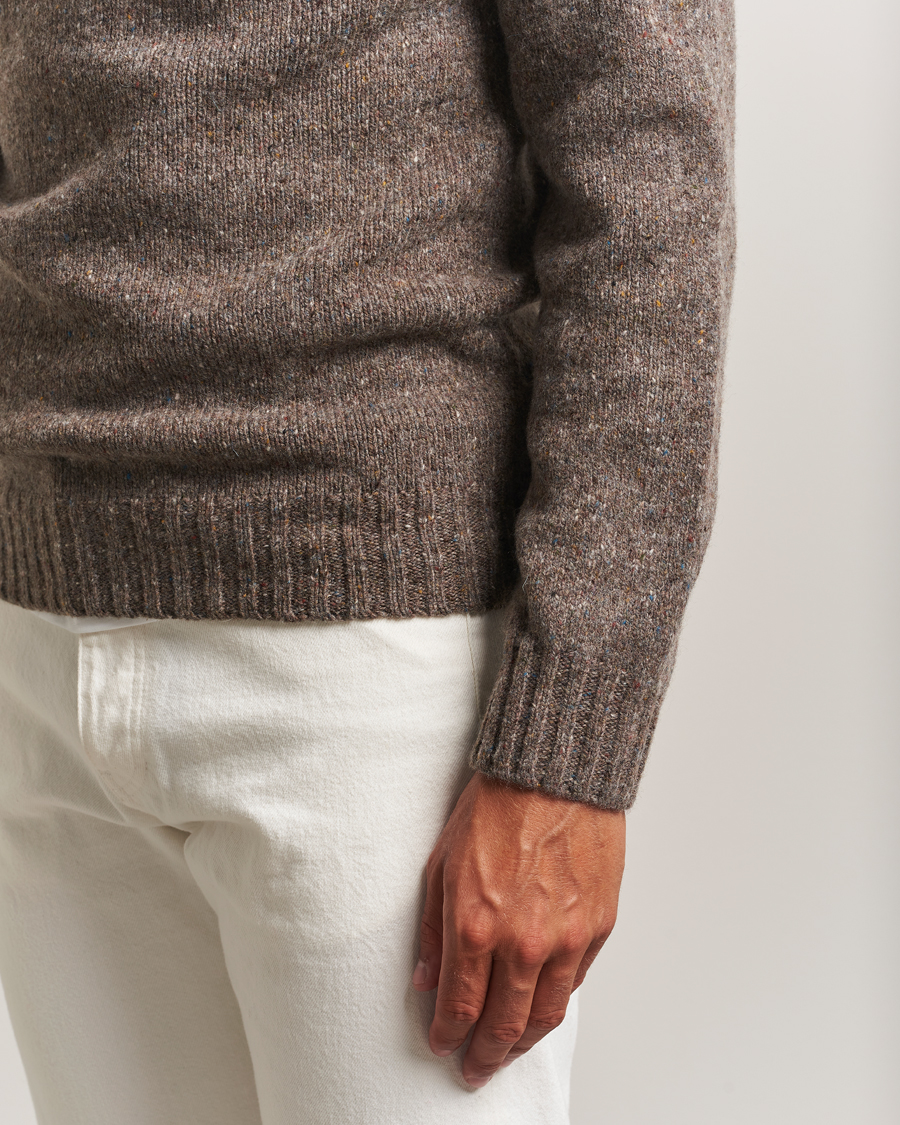 Hombres | Jerséis y prendas de punto | Harley Of Scotland | Donegal Wool Crewneck Brown