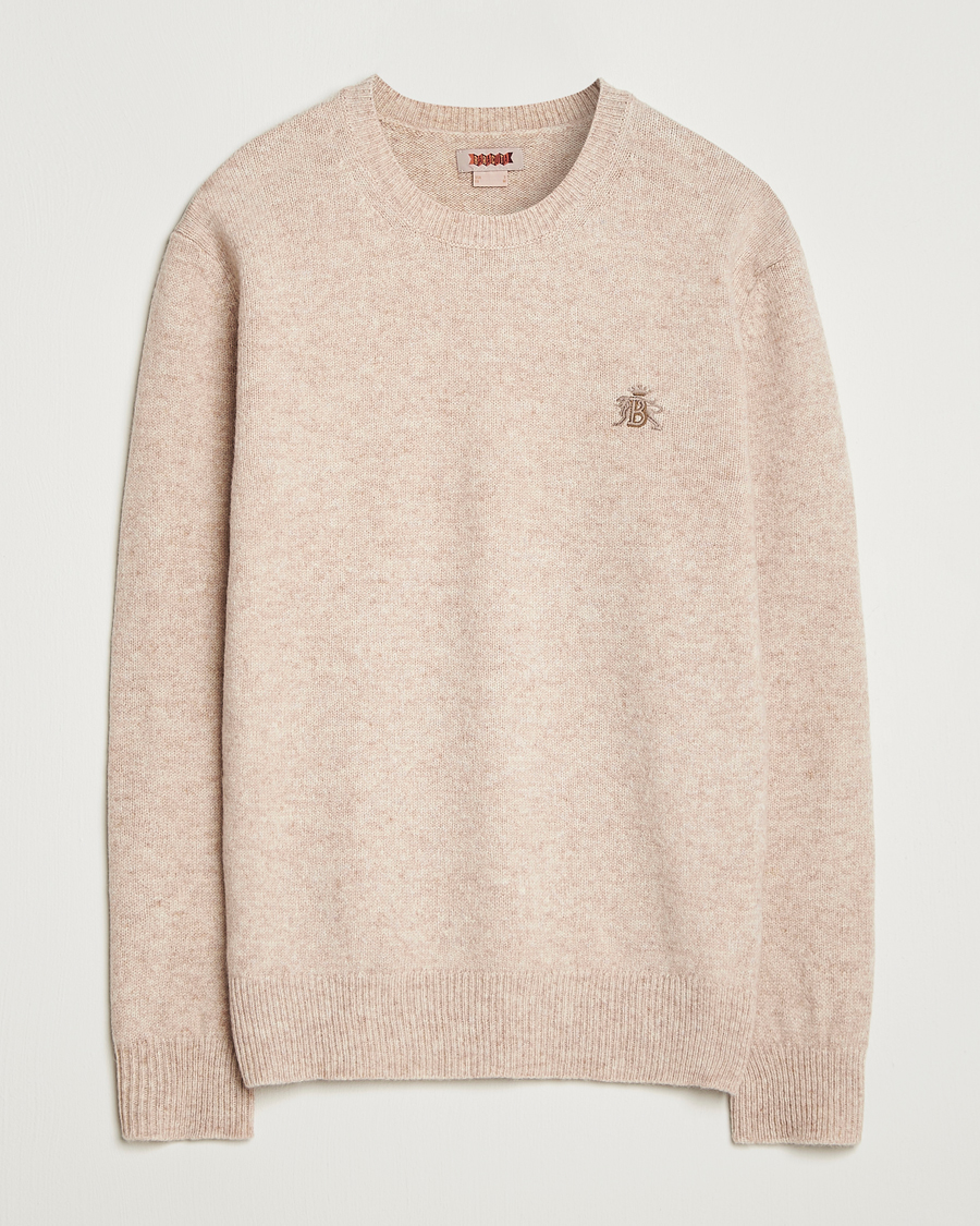 Hombres | Jerséis y prendas de punto | Baracuta | Shetland Virgin Wool Crew Neck Antique White