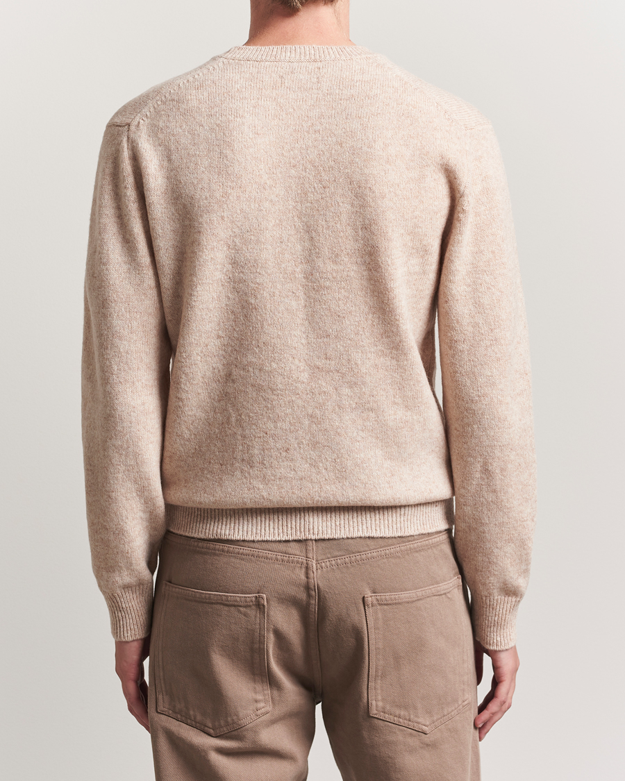 Hombres | Jerséis y prendas de punto | Baracuta | Shetland Virgin Wool Crew Neck Antique White