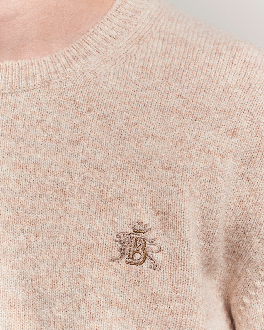 Hombres | Jerséis y prendas de punto | Baracuta | Shetland Virgin Wool Crew Neck Antique White