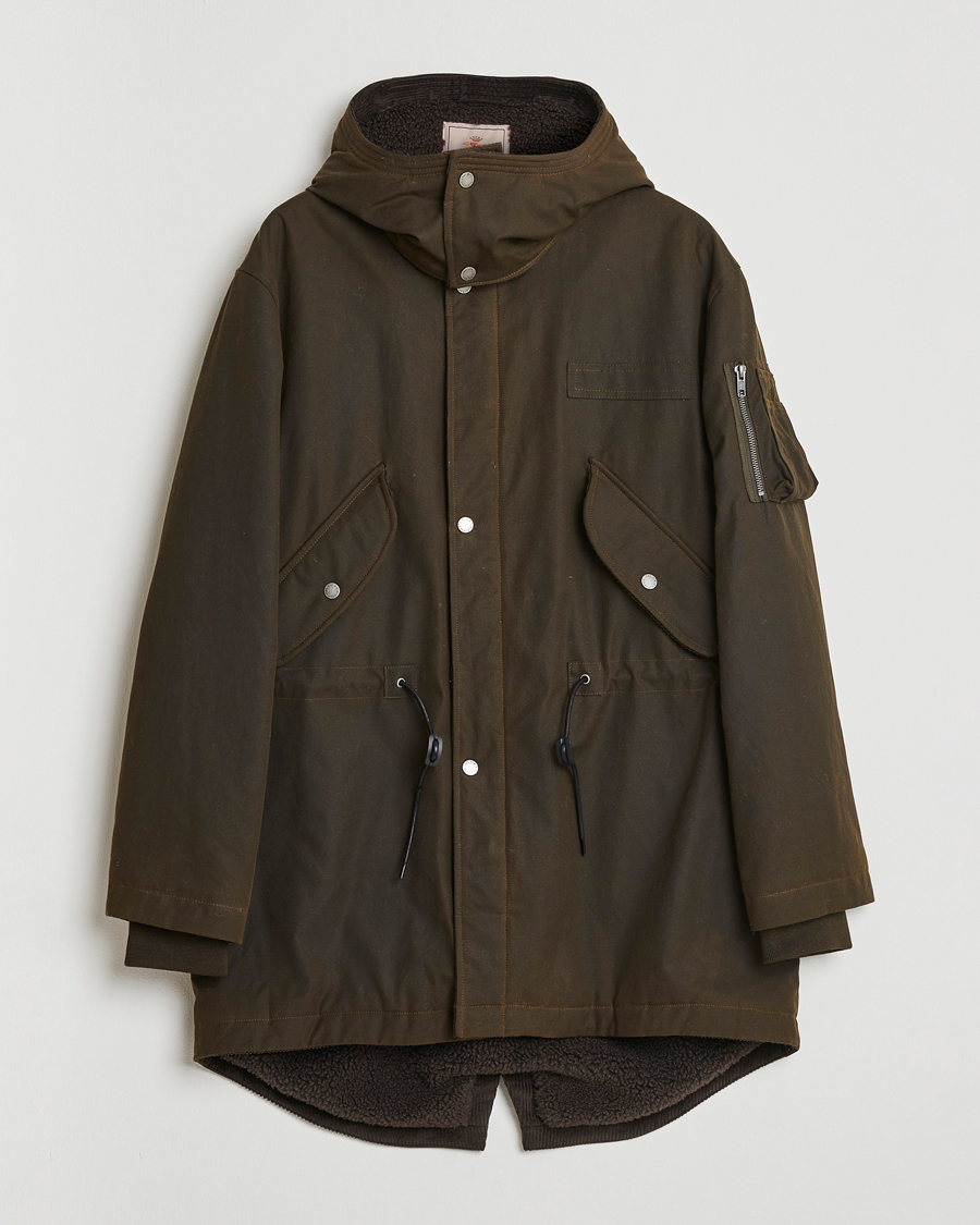 Hombres | Abrigos y chaquetas | Baracuta | Waxed Sherling Lined Parka Deep Moss