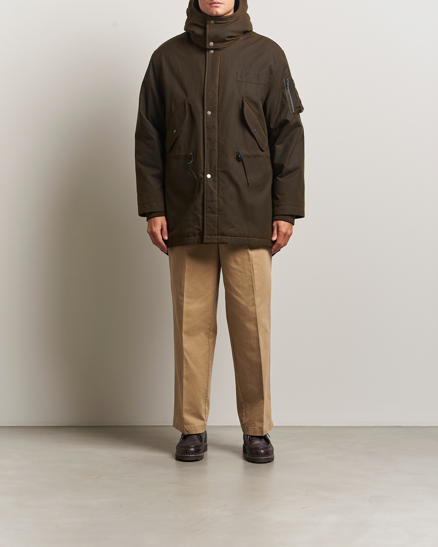 Hombres | Abrigos y chaquetas | Baracuta | Waxed Sherling Lined Parka Deep Moss