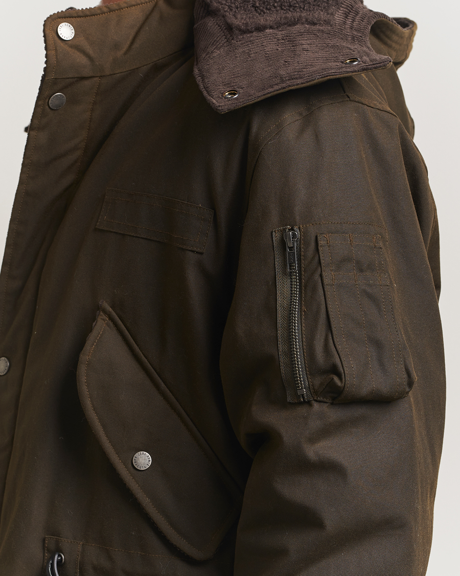 Hombres | Abrigos y chaquetas | Baracuta | Waxed Sherling Lined Parka Deep Moss