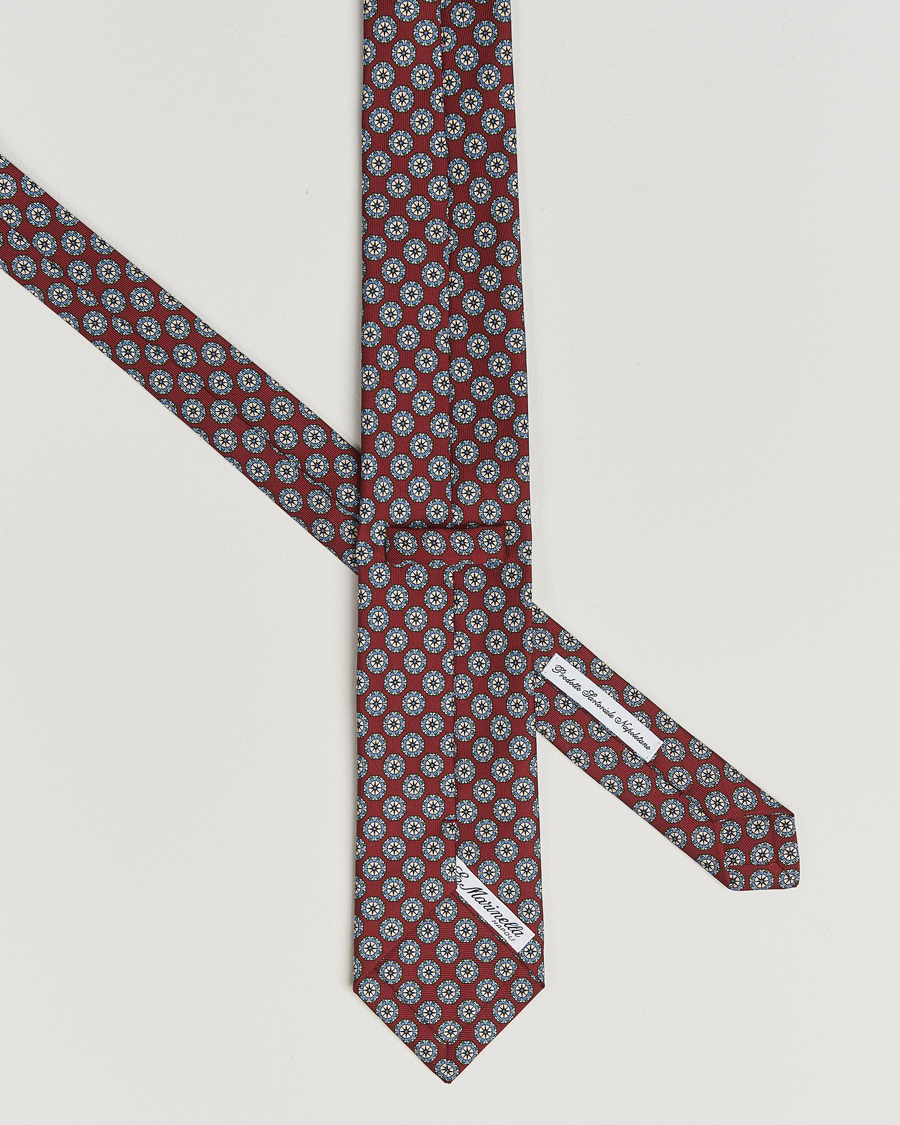 Hombres | E. Marinella 3-Fold Printed Silk Tie Burgundy | E. Marinella | 3-Fold Printed Silk Tie Burgundy