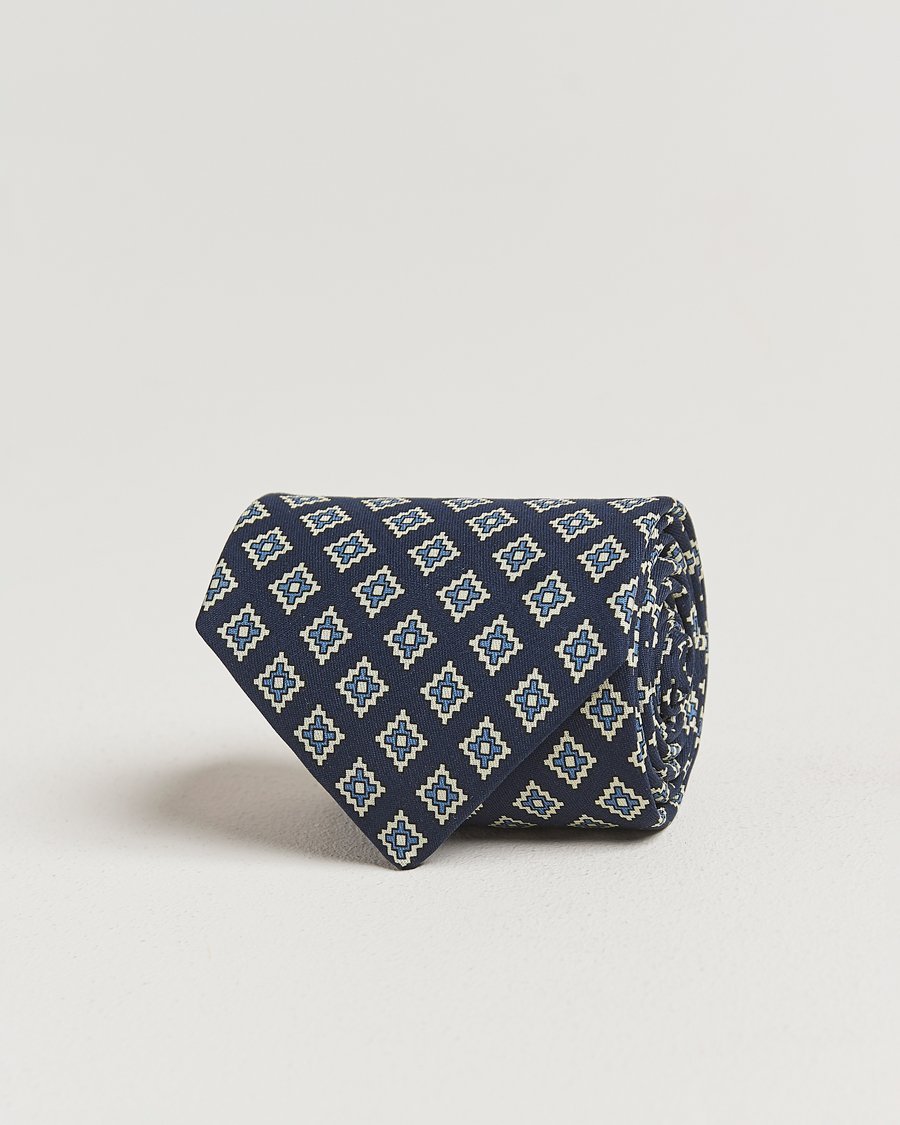 Hombres | Corbatas | E. Marinella | Archivio 3-Fold Printed Silk Tie Navy