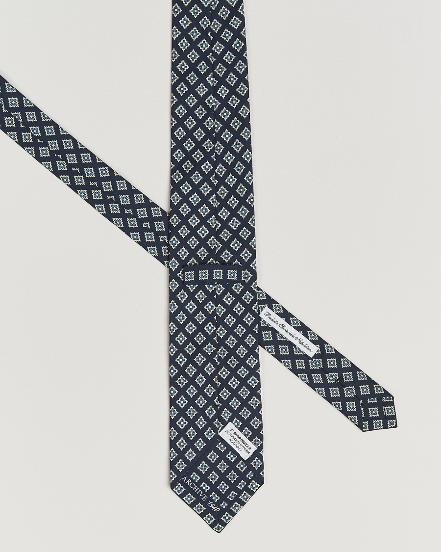 Hombres | Corbatas | E. Marinella | Archivio 3-Fold Printed Silk Tie Navy