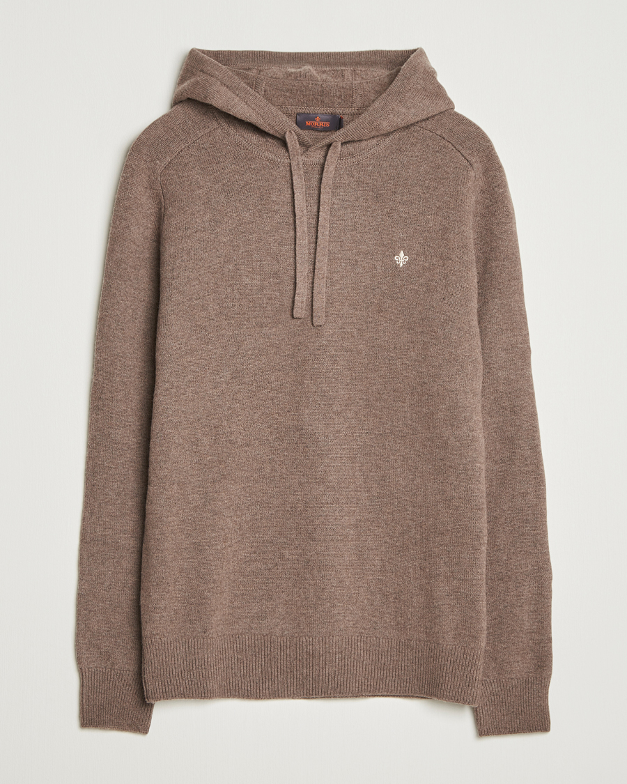 Hombres | Jerséis y prendas de punto | Morris | Hertford Lambswool Hoodie Brown