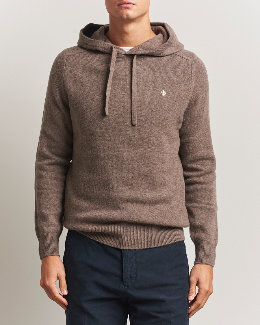 Hombres | Jerséis y prendas de punto | Morris | Hertford Lambswool Hoodie Brown