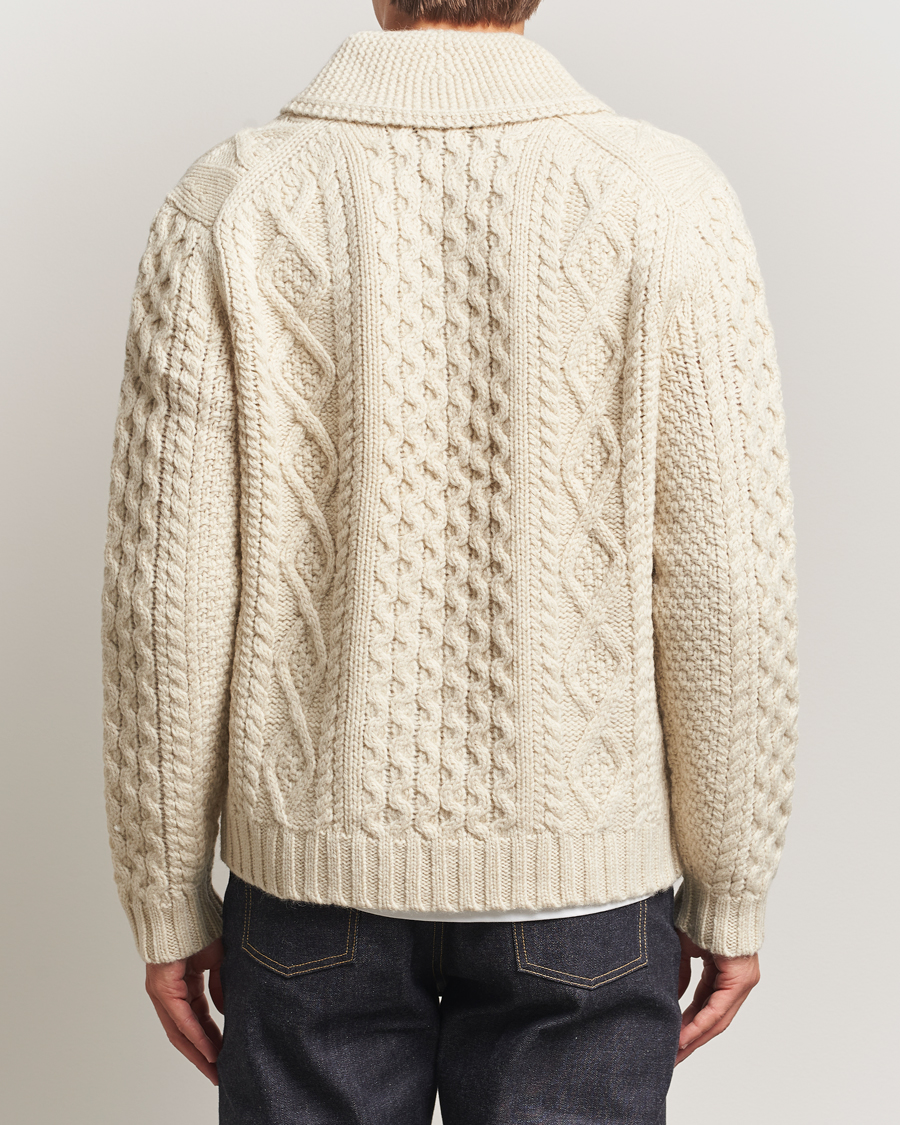 Hombres | Jerséis y prendas de punto | Morris | Cornwall Cable Full Zip Jacket OfF White