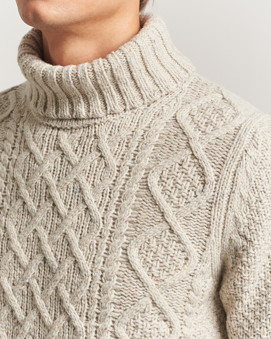 Hombres | Jerséis y prendas de punto | Morris | Beauford Cable Roller Neck Off White