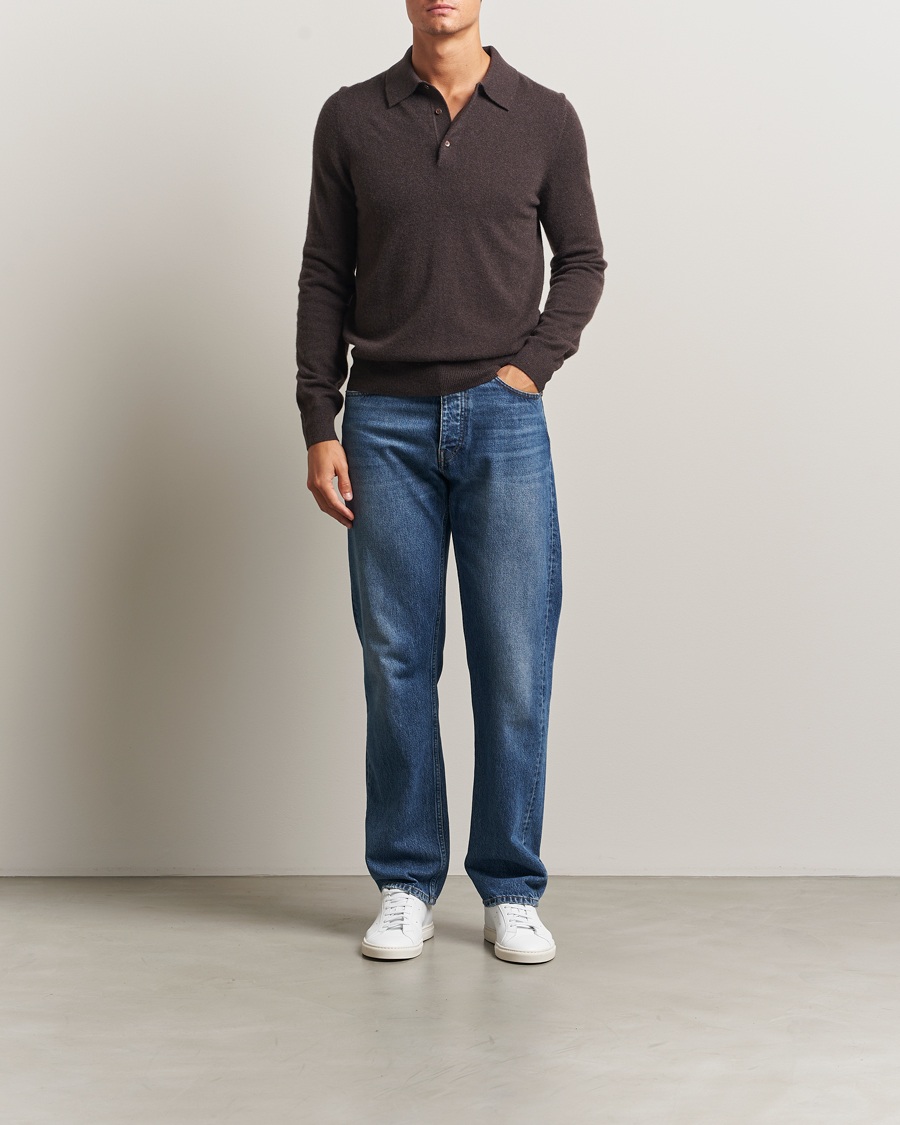 Hombres | Jerséis y prendas de punto | Morris | Cashmere Polo Neck Brown