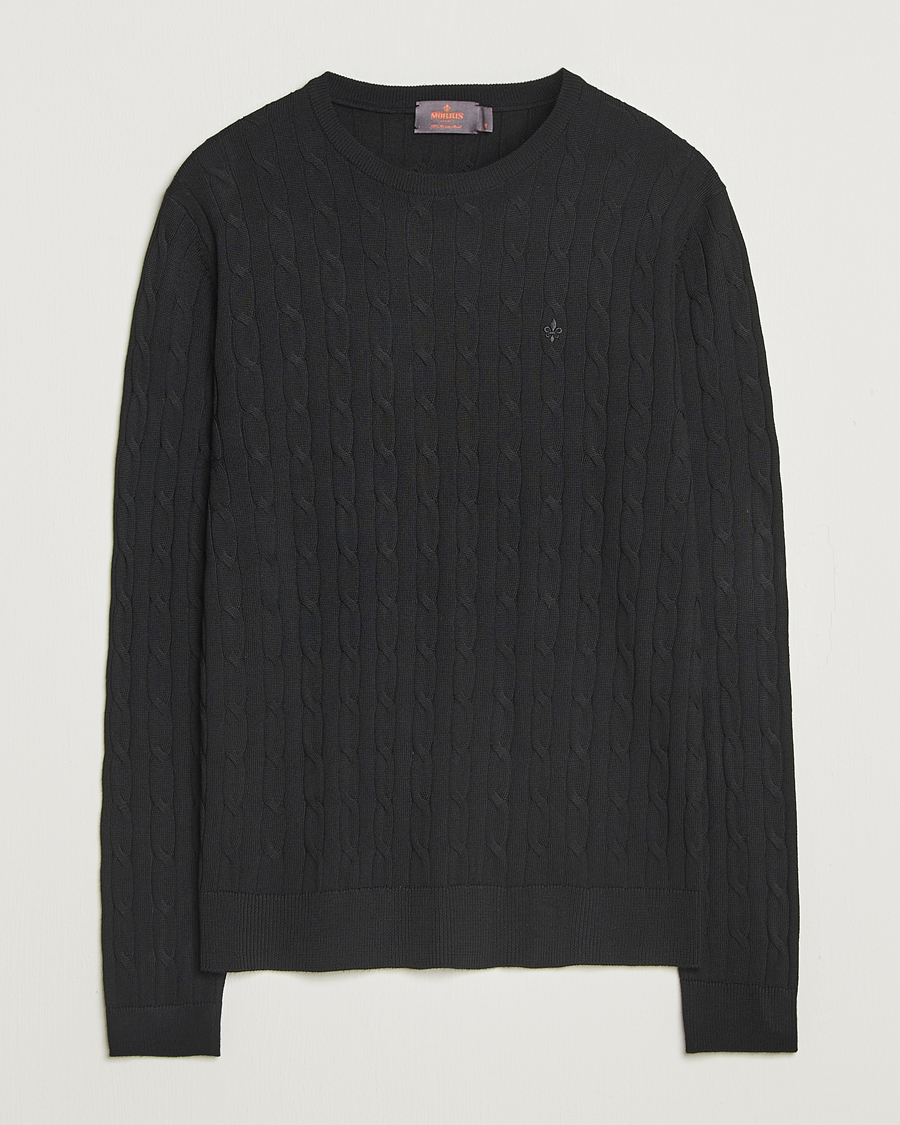 Hombres | Jerséis y prendas de punto | Morris | Merino Cable O-Neck Black