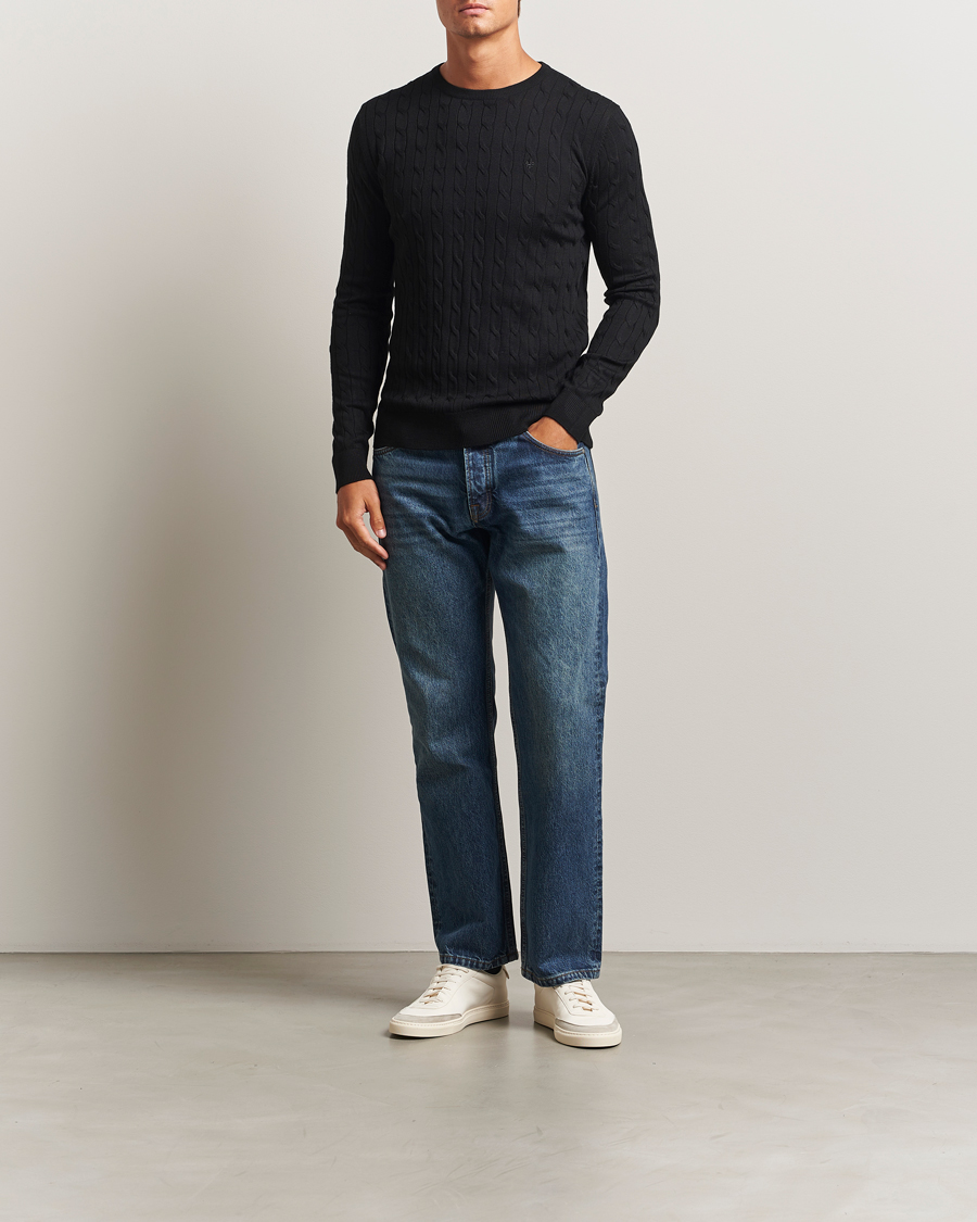 Hombres | Jerséis y prendas de punto | Morris | Merino Cable O-Neck Black