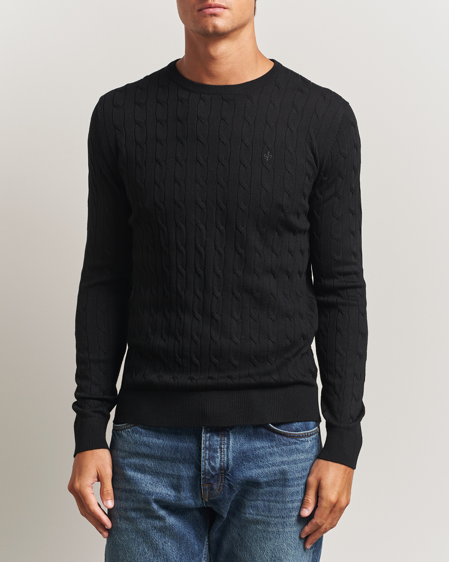Hombres | Jerséis y prendas de punto | Morris | Merino Cable O-Neck Black