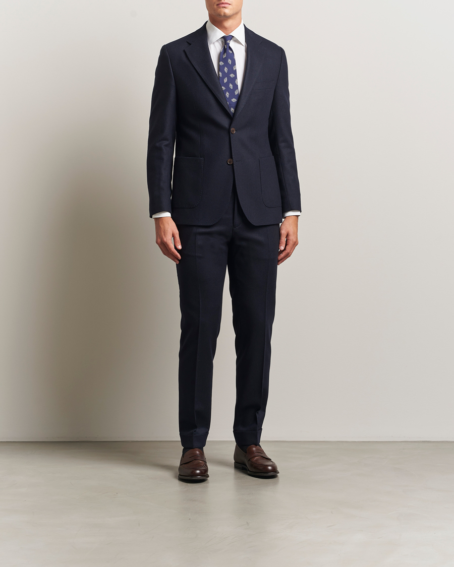 Hombres | Blazers | Morris | Flannel Wool Blazer Navy