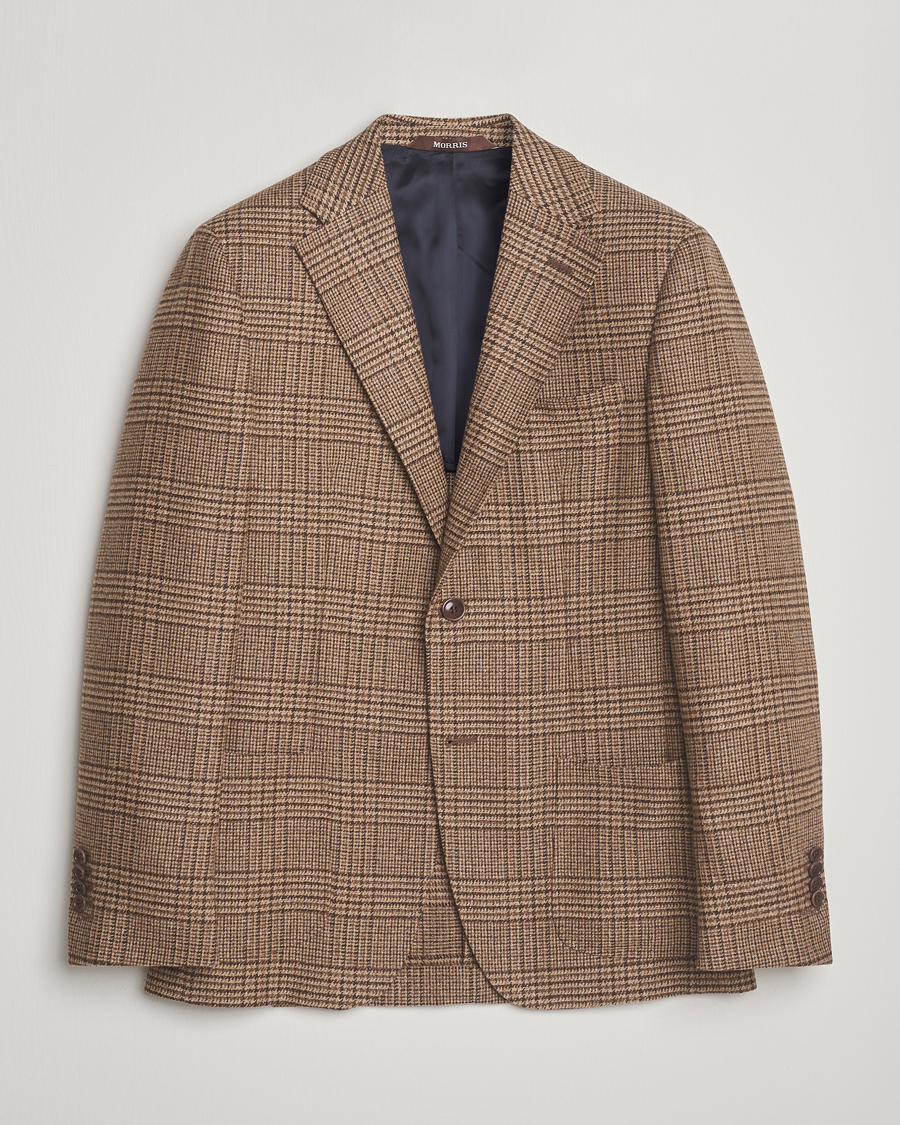 Hombres | Blazers | Morris | Wool Silk Houndstooth Blazer Brown