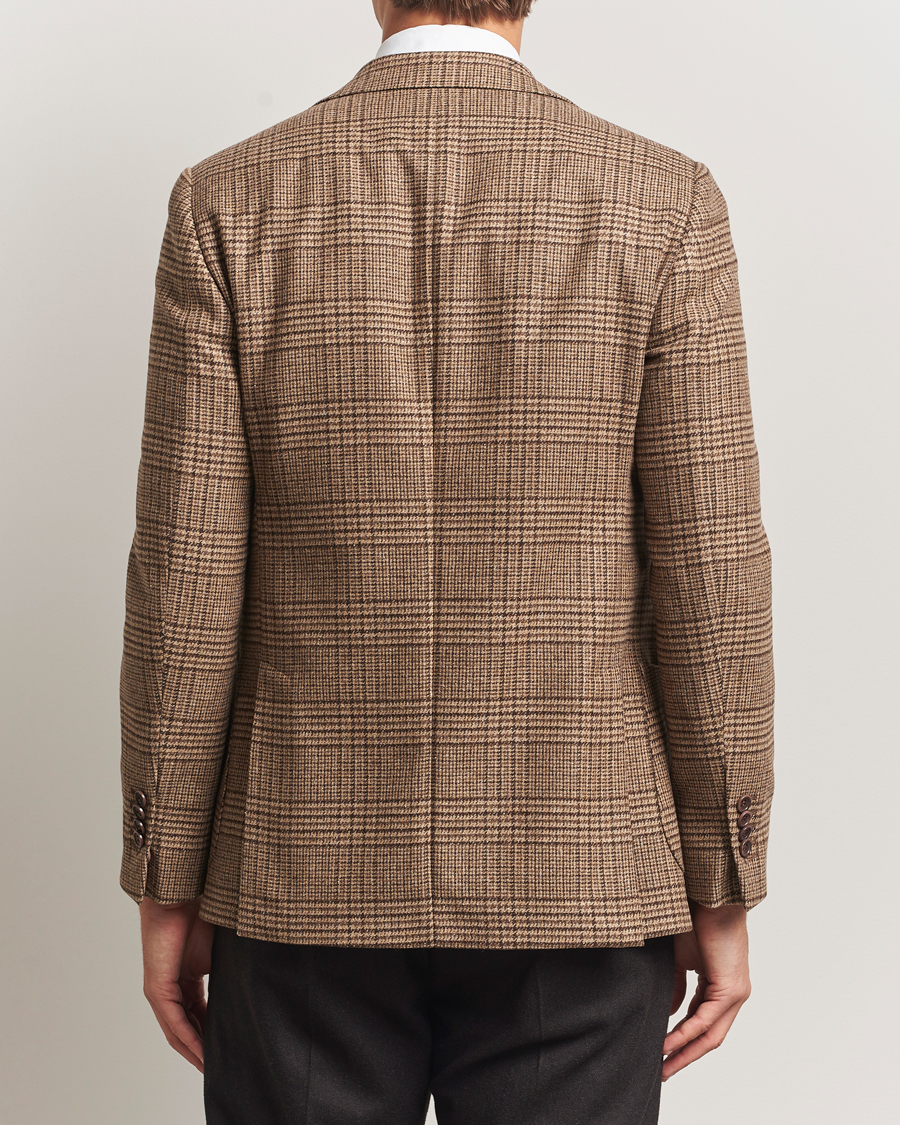 Hombres | Blazers | Morris | Wool Silk Houndstooth Blazer Brown