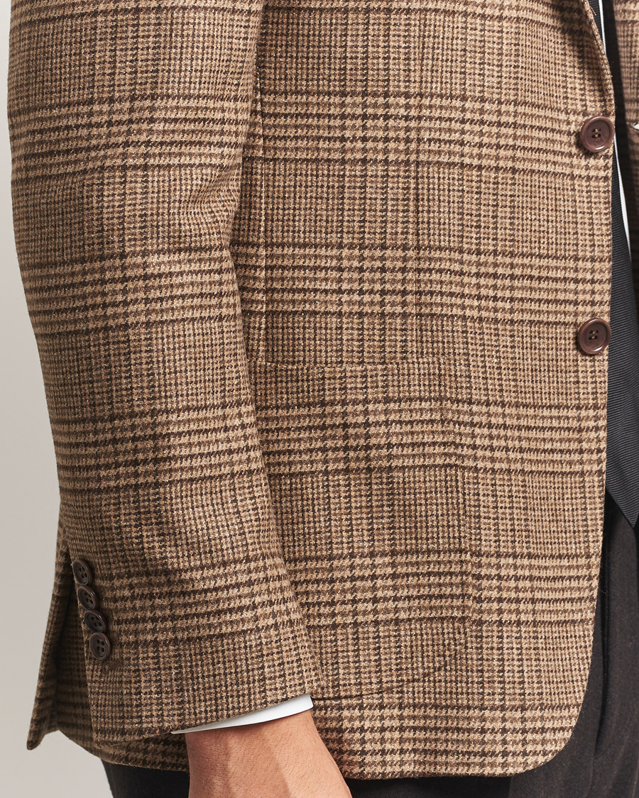 Hombres | Blazers | Morris | Wool Silk Houndstooth Blazer Brown