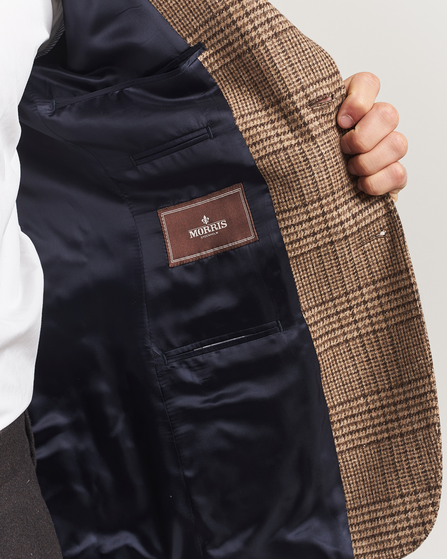 Hombres | Blazers | Morris | Wool Silk Houndstooth Blazer Brown