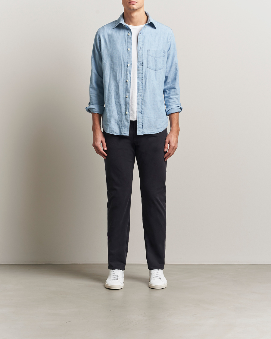 Hombres | Pantalones | Morris | James Brushed 5-Pocket Pants Blue