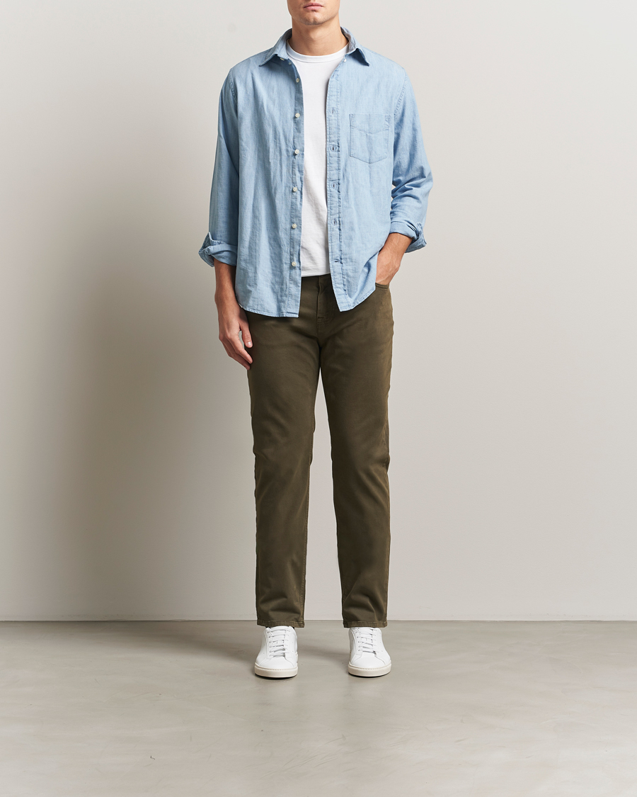 Hombres | Pantalones | Morris | James Brushed 5-Pocket Pants Olive