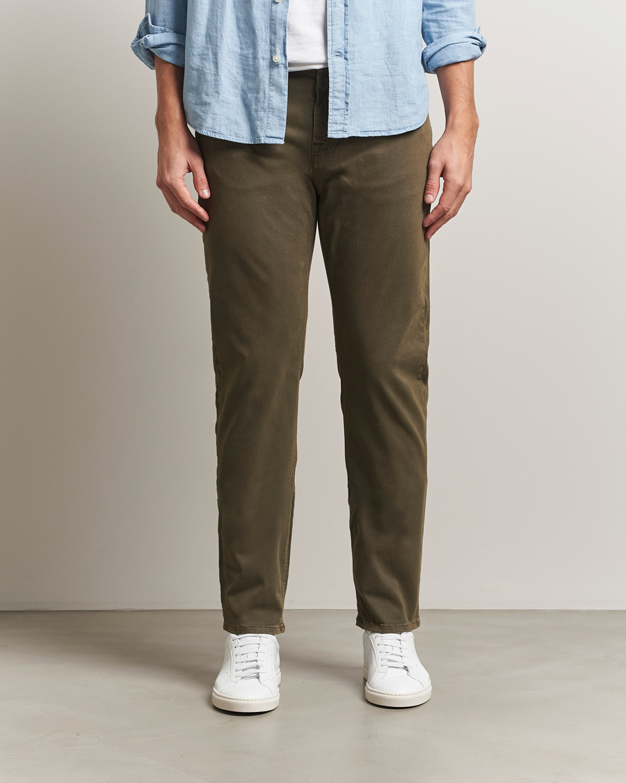 Hombres | Pantalones | Morris | James Brushed 5-Pocket Pants Olive