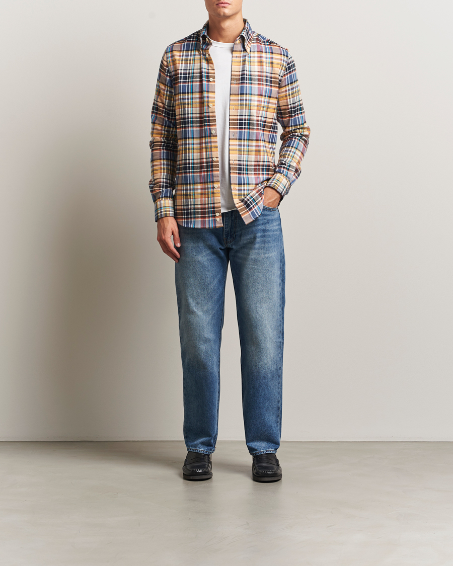 Hombres | Camisas | Morris | Happy Tartan Check Shirt Yellow