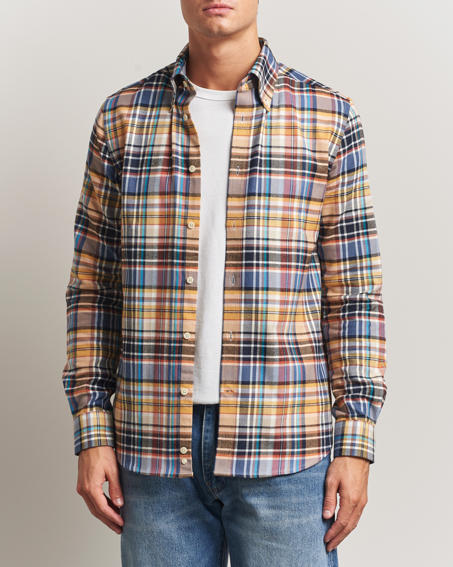 Hombres | Camisas | Morris | Happy Tartan Check Shirt Yellow