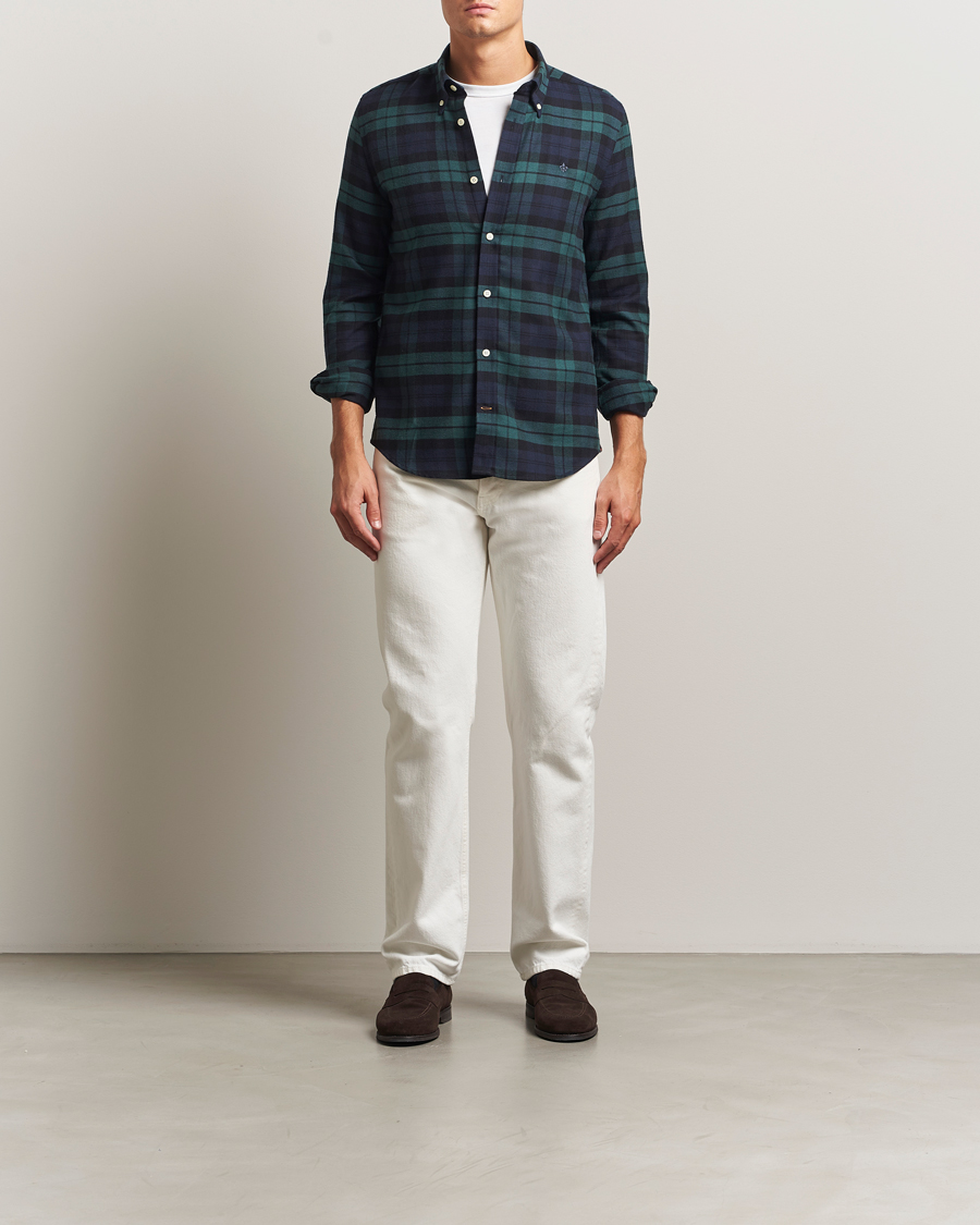 Hombres | Camisas | Morris | Soft Twill Tartan Shirt Navy