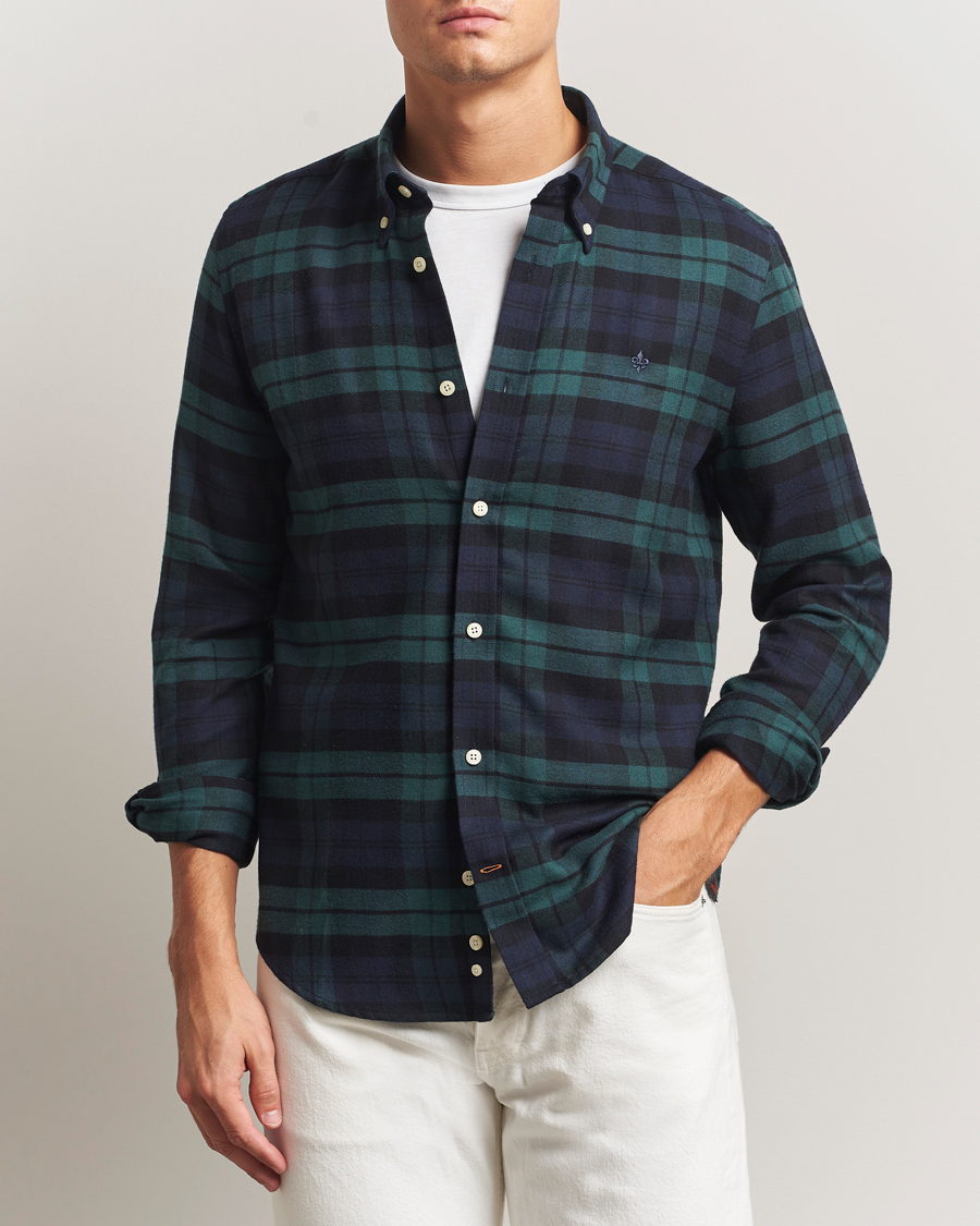 Hombres | Camisas | Morris | Soft Twill Tartan Shirt Navy